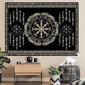 OSUNBD Nordic Vikings Tapestry 40x30 Inch - Soft Flannel Wall Hanging with Vegvsir, Celtic Runes, Scandinavian Mythology Art for Bedroom, Living Room Decor