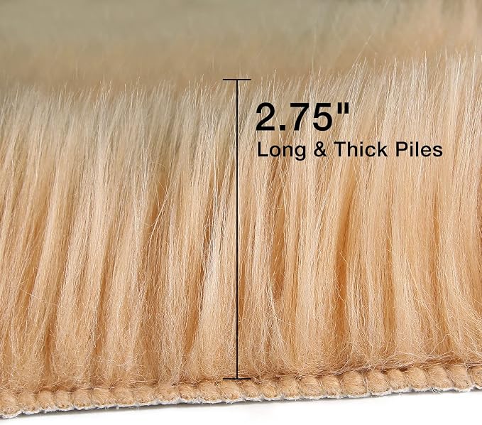 duduta Beige Faux Sheepskin Fur Rug 3x5 ft, Fluffy Carpet Rug | Shag Fuzzy - Image 2