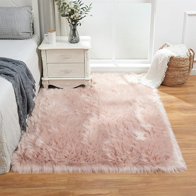 EasyJoy Ultra Soft Fluffy Shaggy Area Rug Faux Fur Rug Chair Cover Seat Pad - Image 3