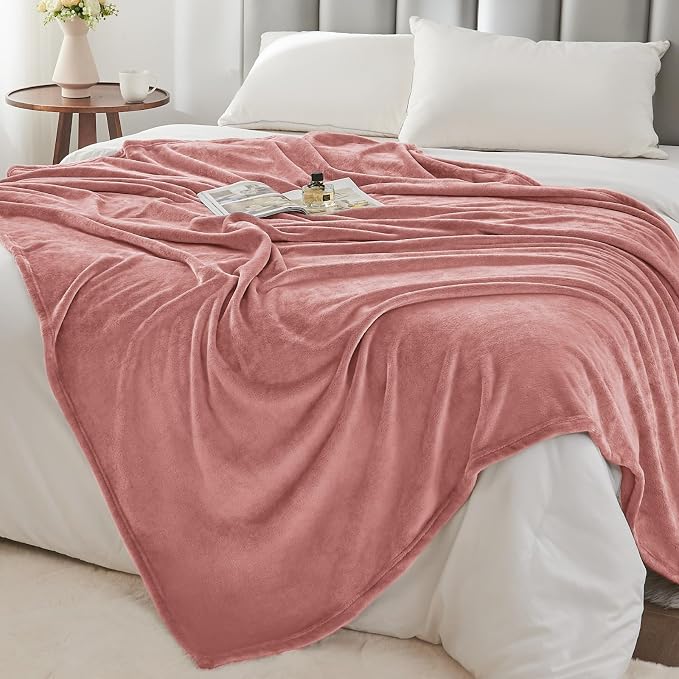 BEDELITE Fleece Blanket Soft Plush Twin Size Blanket Dusty Pink 60"x80" | Ultra - Image 7