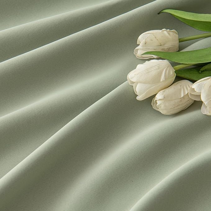 MIULEE Sage Green Back Tab Blackout Curtains 72x84 Inch Length 2 Panels Set | - Image 7