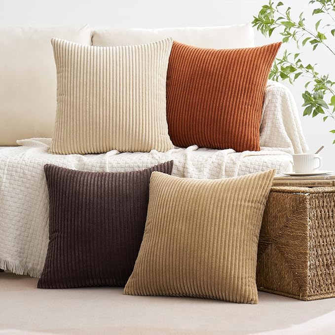 MIULEE Fall Decorative Throw Pillow Covers Chocolate Brown Rust 18x18 | Set of 4 - Image 2