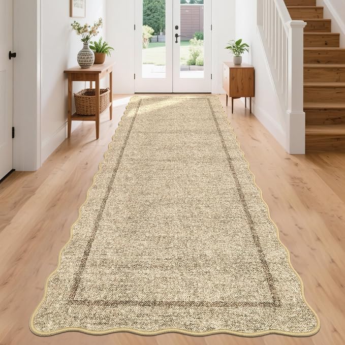 GarveeHome Scalloped Washable 2x8 Runner Modern Non Slip Kitchen Rugs | by GarveeHome
