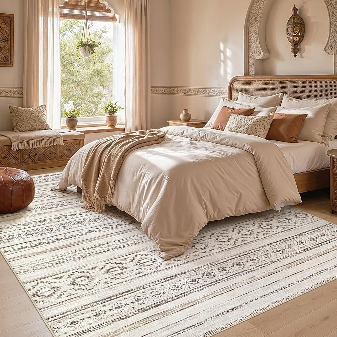 cotiled Boho 10x14 Area Rug for Living Room: Large Moroccan Washable Rug | - Image 6