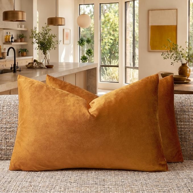 GIGIZAZA Orange Pillow Covers 12x20 Decorative Pillows Pack of 2 | Lumbar Throw by GIGIZAZAFocusingonhomedecoration