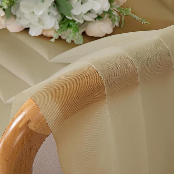 Gold Sheer Curtains 78 Inch Length 2 Panels Set, Light Filtering Voile Fimly - Image 4