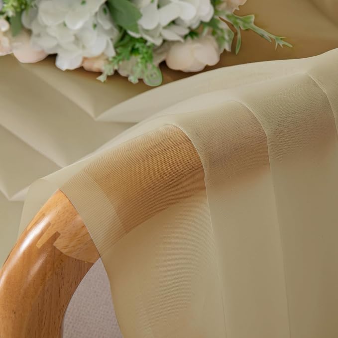 Gold Sheer Curtains 72 Inches Long 2 Panels Set, Transparent Light Filtering - Image 4