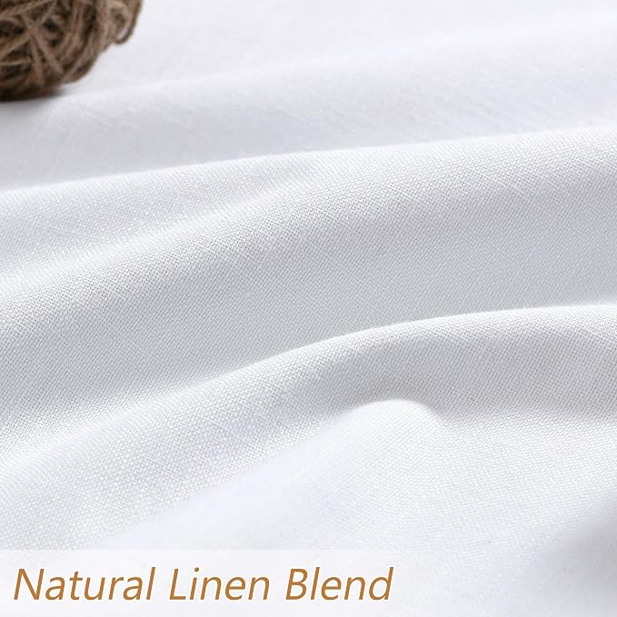 White 100% Blackout Linen Curtains 52 Inch Wide by 142 Inch - Image 3