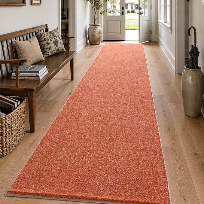 2x10 Orange/White Runner Rug Washable Non-Slip - Image 3