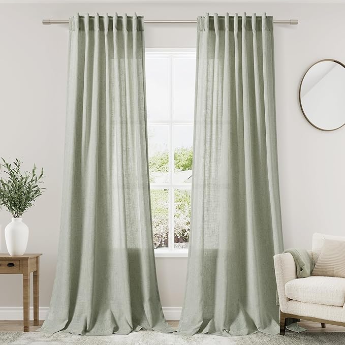 Sage Green Curtains 80 Inches Length by Nanspring