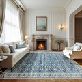 8x10 Boho Washable Area Rugs for Living Room, Dining Room-White Blue | Retro by Lbris