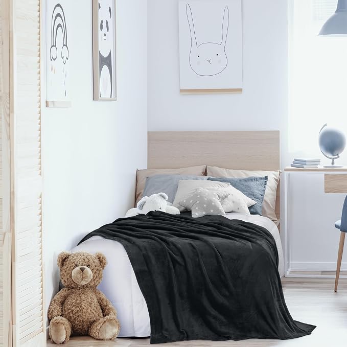 Utopia Bedding Ultra Soft Fleece Bed Blanket Twin Size Black | Microfiber Plush - Image 9