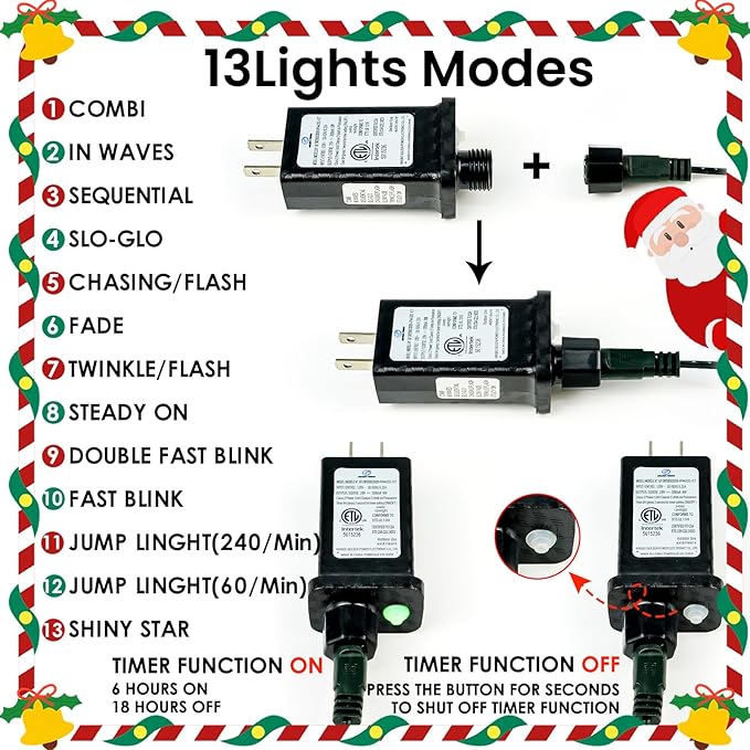 Connectable 240LED 88Ft 13Modes Christmas String Lights Indoor Outdoor | Extendable Green Wire Red Christmas Tree Lights with Timer | Twinkle Fairy Light Plug in for Xmas Tree Garden Decor(Red)