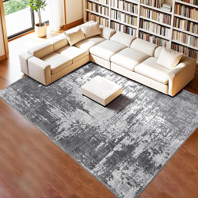 Entryway Rug 3x5 Dark Grey Bedroom Area Rug Washable Non Slip Abstract Boho Rugs - Image 3