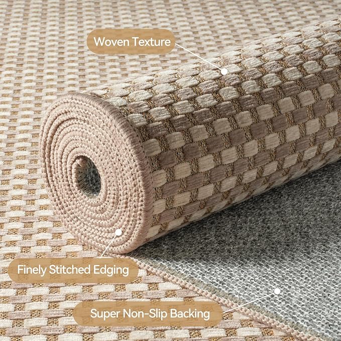 Entryway Runner Rug Indoor Door Mat Non Slip Washable Brown 2x4 ft | Boho Soft - Image 5