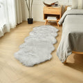 White Black Faux Sheepskin Runner Rugs 2x6 ft, Fluffy Fur Couch Covers | Shag by duduta