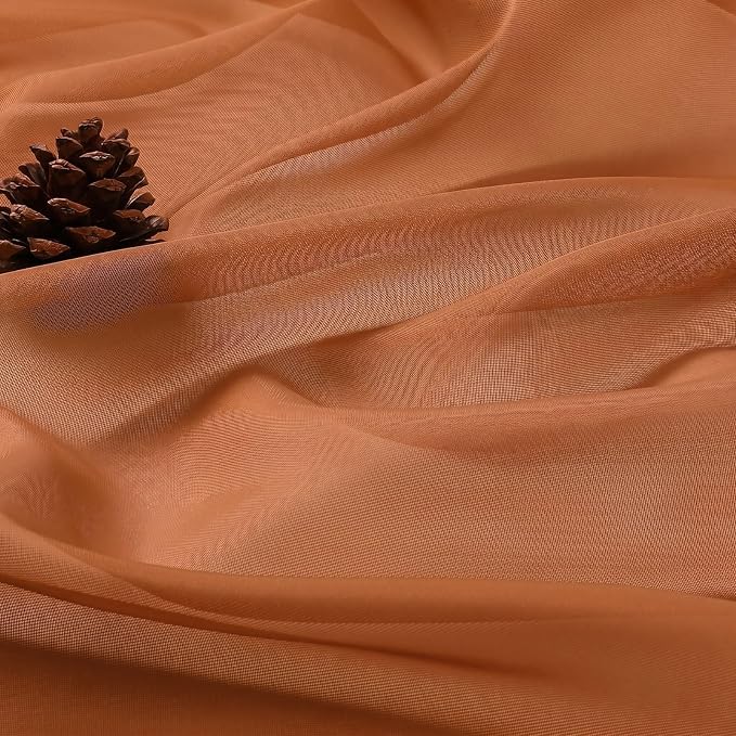 Orange Sheer Curtains 84 Inches Long 2 Panels Set, Light Filtering Sheer - Image 5