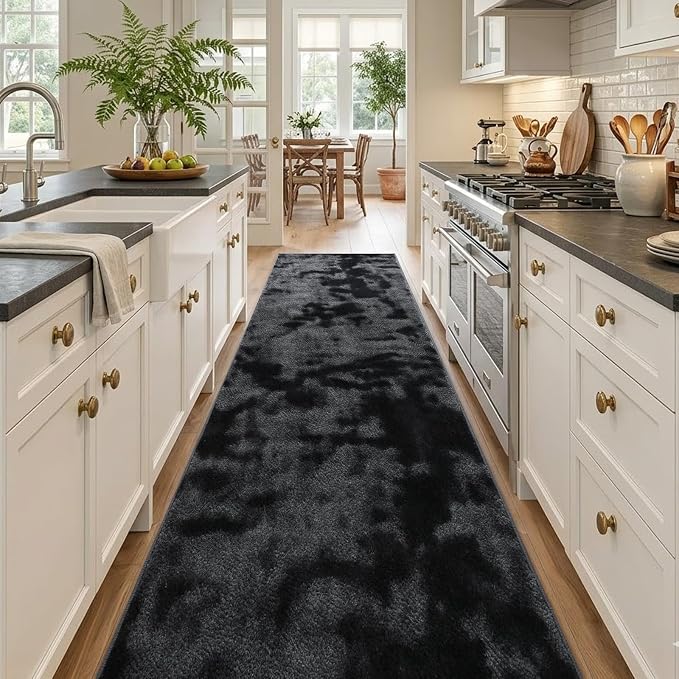 2x10 Tie-dye Dark Grey Runner Rug Washable Non-Slip - Image 2