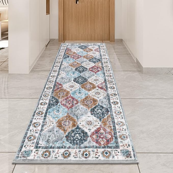 HEBE Hallway Runner Rug 2'x6', Washable Non Slip Kitchen Rug Runner | Soft Boho - Image 8