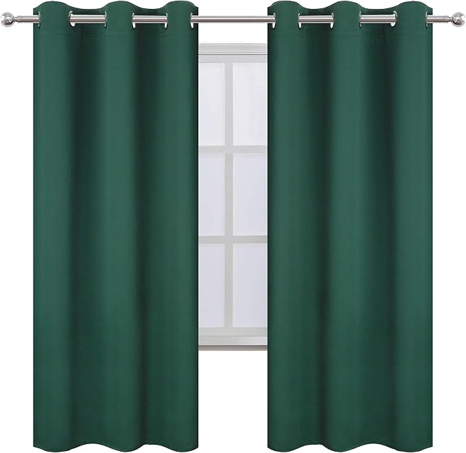 Dark Green Thermal Blackout Curtains/42 x 72 Inch/Set of 2 Panels Room - Image 2