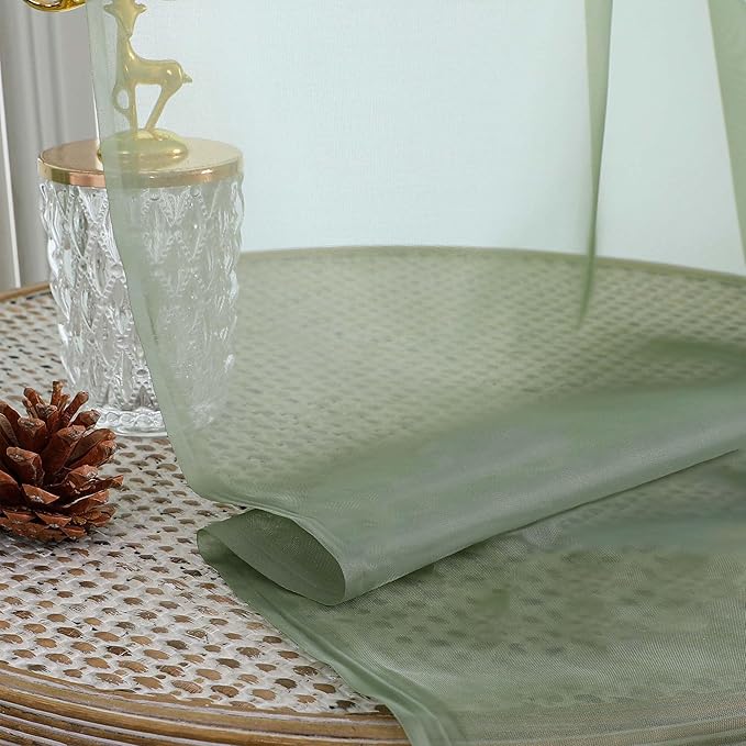 Sage Green Sheer Curtains 120 Inches Long 2 Panels Set, 59 Inch Extra Wide Soft - Image 4