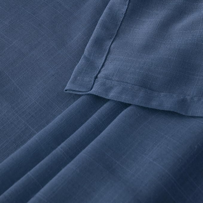 BGment Navy Blue Linen Curtains 84 Inches Long, Semi Sheer Drapes 2 Panels Set - Image 8