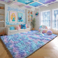 9x12 Rainbow Large Area Rug for Bedroom Girls, Cute Kawaii Purple Rainbow by PAGISOFE