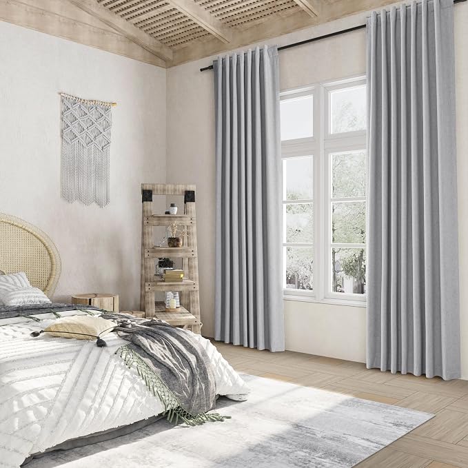 Grey 100% Blackout Curtains 96 Inch Length 2 Panels Set - Image 8