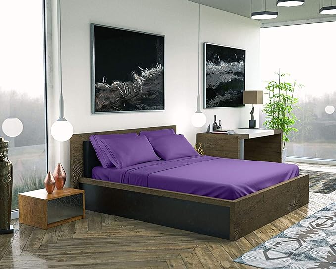 DREAMCARE California King Sheet Sets – 6 pcs Cooling Bed Sheets – up to 15” Deep Cal King Sheets – 2500 Supreme Collection – Extra Soft 100% Brushed Microfiber Hotel Luxury with Side Pocket – Purple