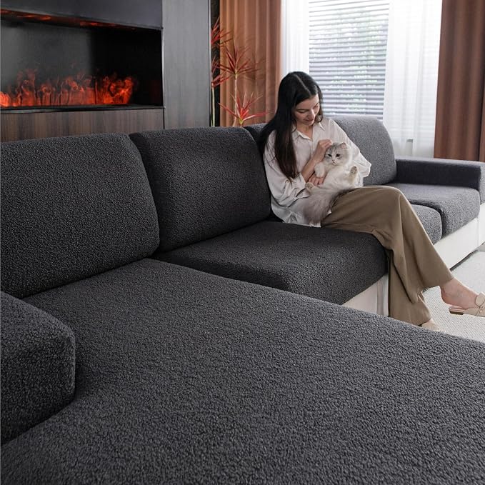 OHSIO Couch Cushion Covers for Sectional Sofa, Stretch Soft Sofa Slipcovers by OHSIO