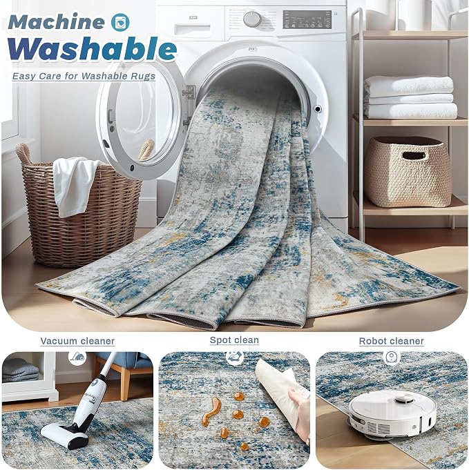 pmtsns Area Rugs 8x10 for Living Room: Washable Rug Modern Abstract Neutral - Image 3