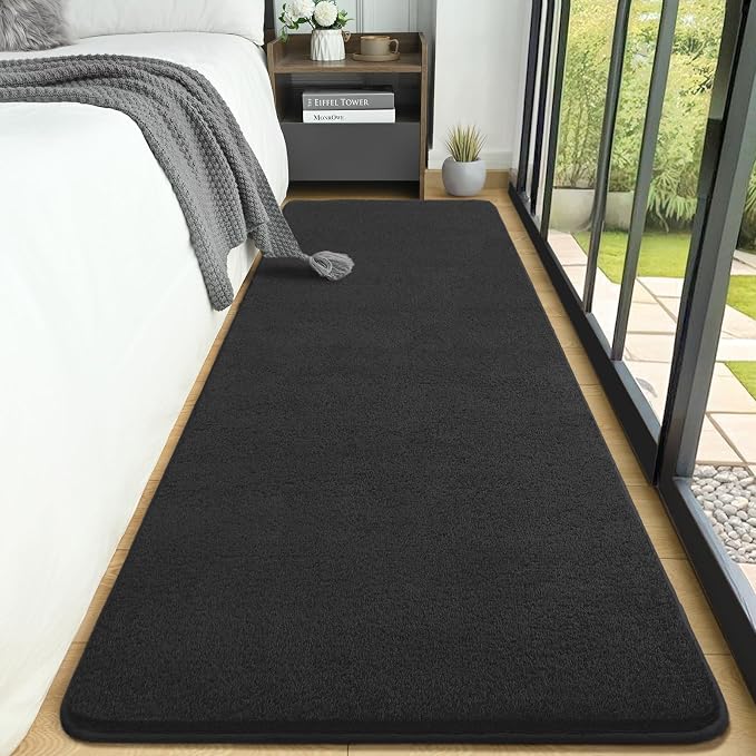 2x8 Runner Rug for Hallway, Long Runner Rugs Non Slip, Dark Grey | Soft - Image 2
