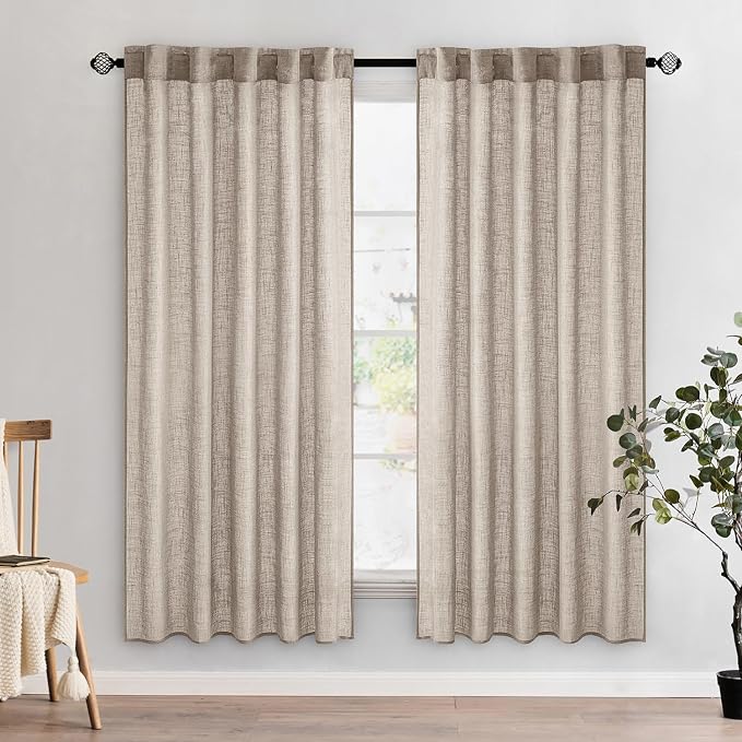 MIULEE Natural Linen Curtains 52x72 Inch Length by MIULEE
