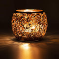 Scented Candle Holder Mosaic Glass Tea Light Holder,Handmade Romantic Glass Tealight Candle Holder for Aromatherapy,Party Décor(NO Candles),Also Used as Vase,Pen Holder,Potted Plants Bowl (Amber)
