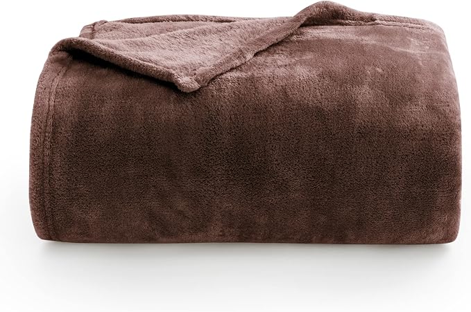 BEDELITE Fleece Blanket Soft Plush Queen Size Bed Blanket Brown 90"x90" | Ultra - Image 6
