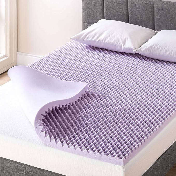 Best Price Mattress 2 Inch Egg Crate Memory Foam Mattress Topper with Soothing Lavender Infusion, CertiPUR-US Certified, Dorm Essentials, Full