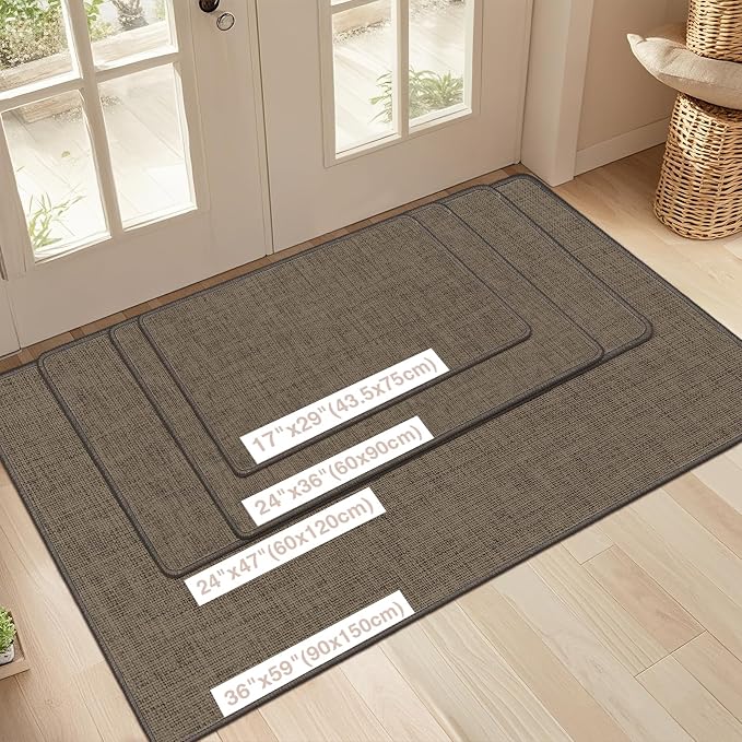 Ultra Thin Indoor Door Mat 17"x29", Non Slip Doormats, Rubber Backing, - Image 2
