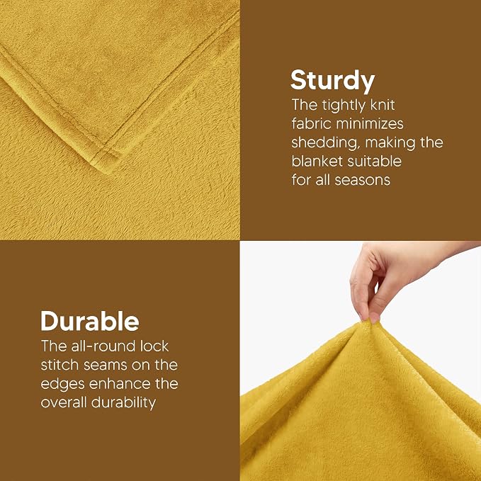 Utopia Bedding Ultra Soft Fleece Bed Blanket Twin Size Gold | Microfiber Plush - Image 7