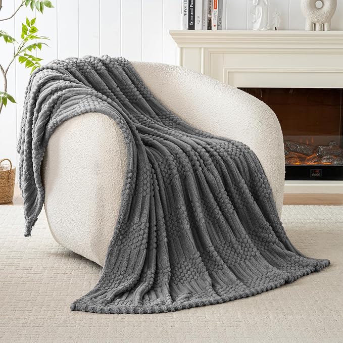 60x80 Inch Grey Twin Blanket - Image 5