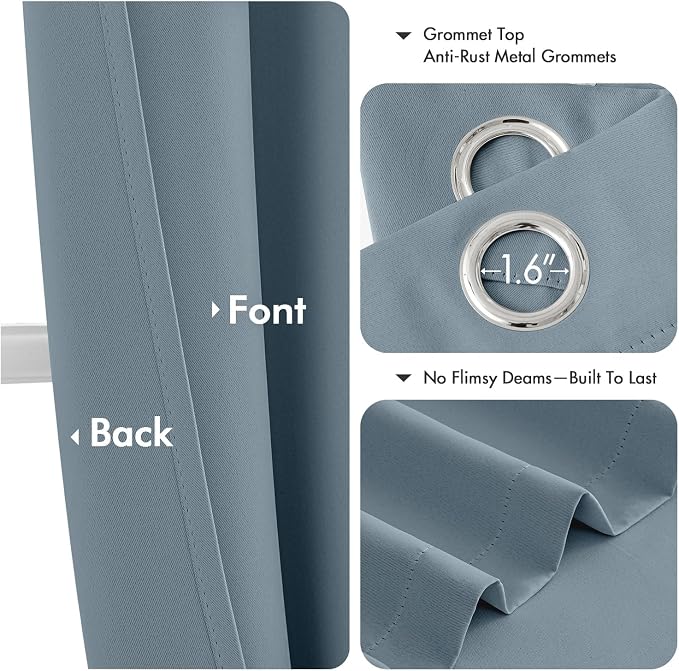 MIULEE Blackout Curtains for Bedroom 2 Panel 40 x 45 Inch Long Greyish Blue | - Image 4