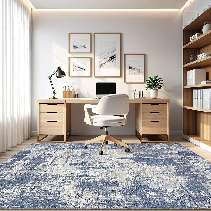 LOONGRUG 7x9 Area Rug Washable Large Neutral Modern Living Room Rugs | Abstract - Image 8