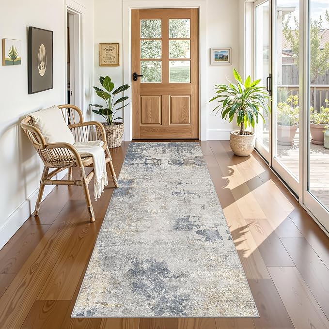 UERMEI 3x8 Washable Runner Rug for Hallway, Non Slip Low Pile Kitchen Carpet by UERMEI