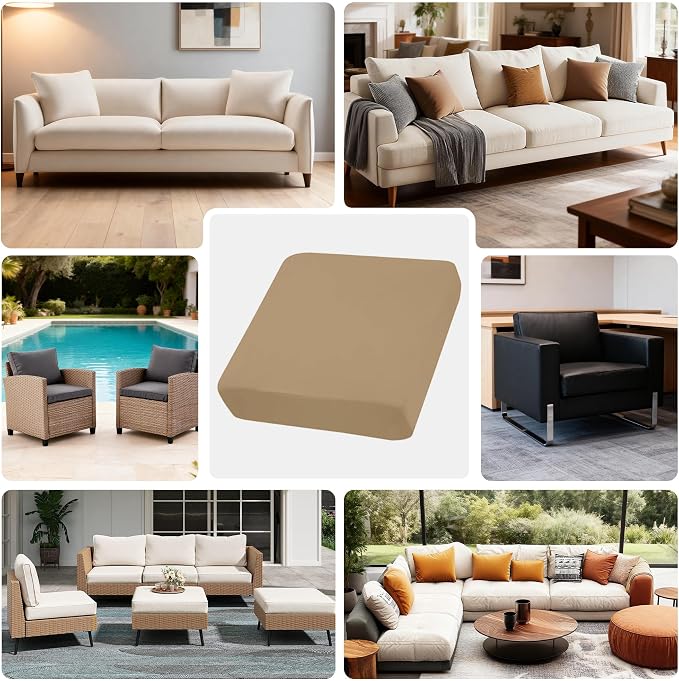 4Pcs Outdoor Cushion Covers, Elastic Patio Cushion Covers | Washable, - Image 3
