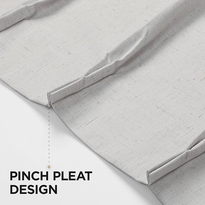 Joydeco 100% Blackout Pleated Curtains, Linen Window Curtains 2 Panel Sets 108 - Image 5
