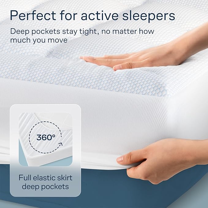 Niagara Cooling Queen Mattress Topper - Pillow Top Mattress Cover Quilted Fitted Cooling Topper for Back Pain Deep Pocket Fits 20 Inches (60x80 Inches)