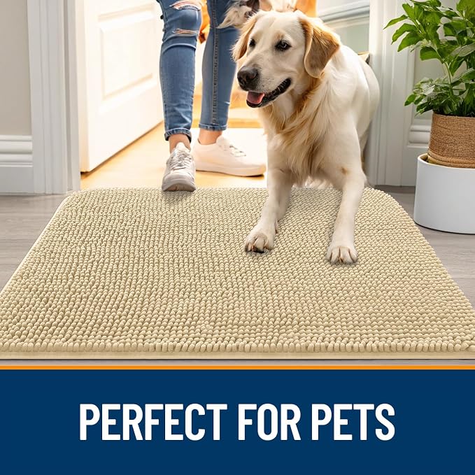 OLANLY Dog Door Mat for Muddy Paws 24x16, Super Absorbent Chenille Mud Mat | - Image 6