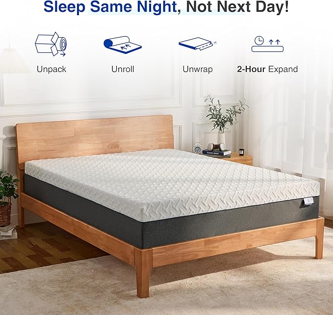 12 Inch King Green Tea Memory Foam Mattress for Cool Sleep & Pressure Relief, Bed in a Box, Removable Cover No Fiberglass, CertiPUR-US Certified
