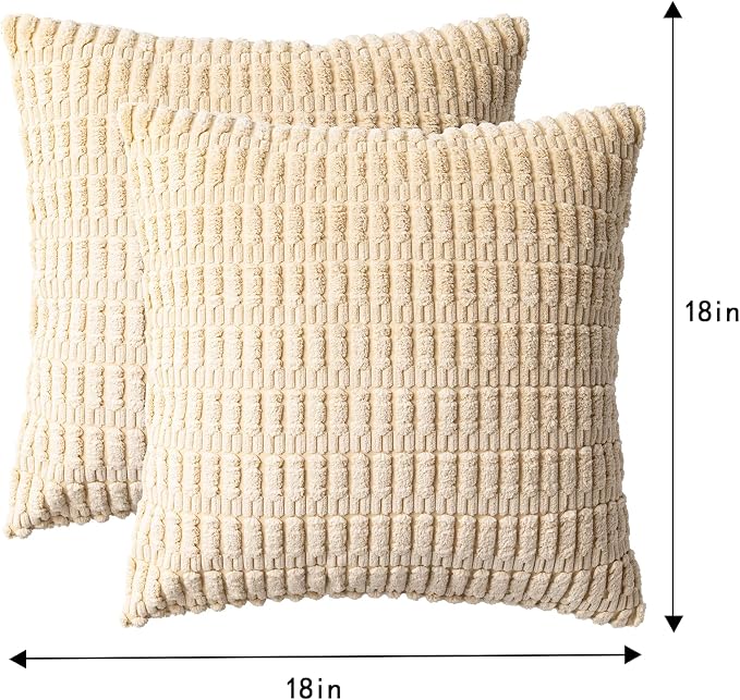 Aegero Pack of 2 Corduroy Decorative Throw Pillow Covers 18x18 Inch - Image 7