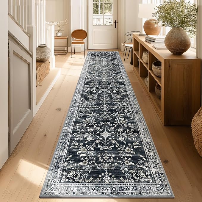 Yamaziot 2x10 Washable Hallway Runner Rug Non Slip Floral Carpet, Stain - Image 7