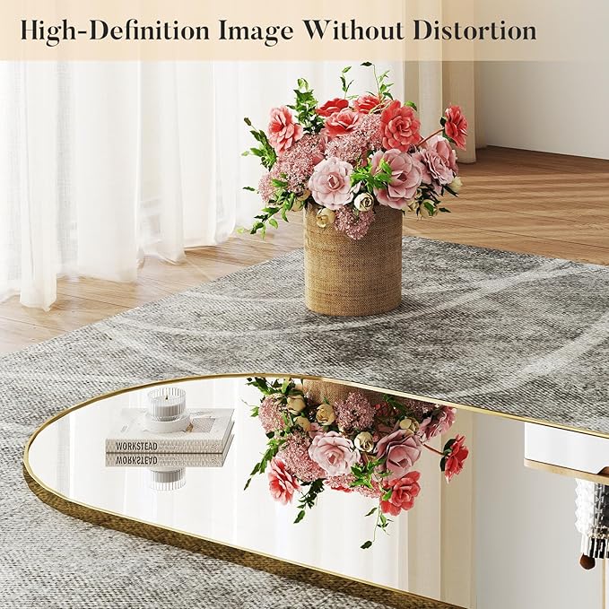 DUMOS Arched Wall-Mounted Full Length Mirror 60"x16" for Bedroom, Full Body Floor Mirror with Stand, Hanging or Leaning for Wall, Gold